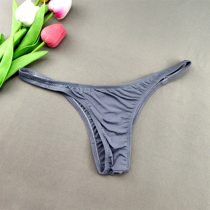 Narrow Waist Seamless Ice Silk Briefs Men Sexy Transparent Underwear Low Waist Bikini Panties Adult Lingerie
