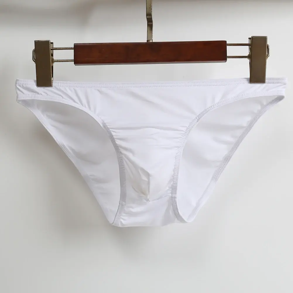 Sexy Men Bulge Pouch Briefs Underpants Panties Bikini Solid Color Transparent Briefs Underwear Pump Man Glossy Panties