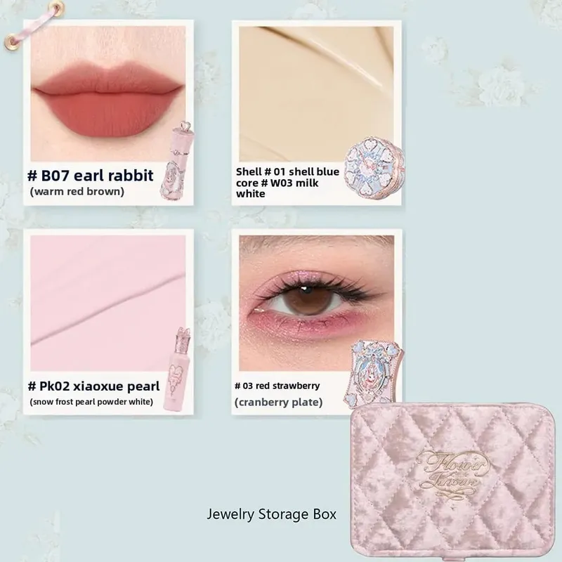 Flower Knows Makeup Profissional Completa Eye Shadow Air Cushion CC Cream Blush Lipstick & Mascara Jewelry Storage Box Gift Set