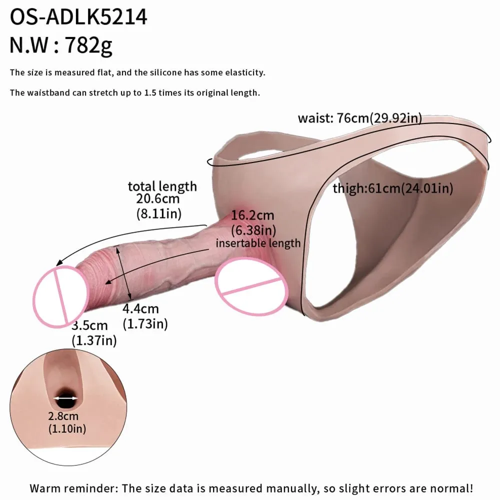 Manchon de pénis réaliste taille haute, sangle sur gode creux, culotte en Silicone, extension de bite, jouet sexuel pour hommes
