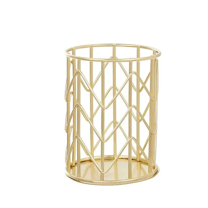 Cosmetics Makeup Brushes Storage Box Cylindrical Case Storage Lipstick Brush Pen Holder Organizer Wrought Iron Pen Storage