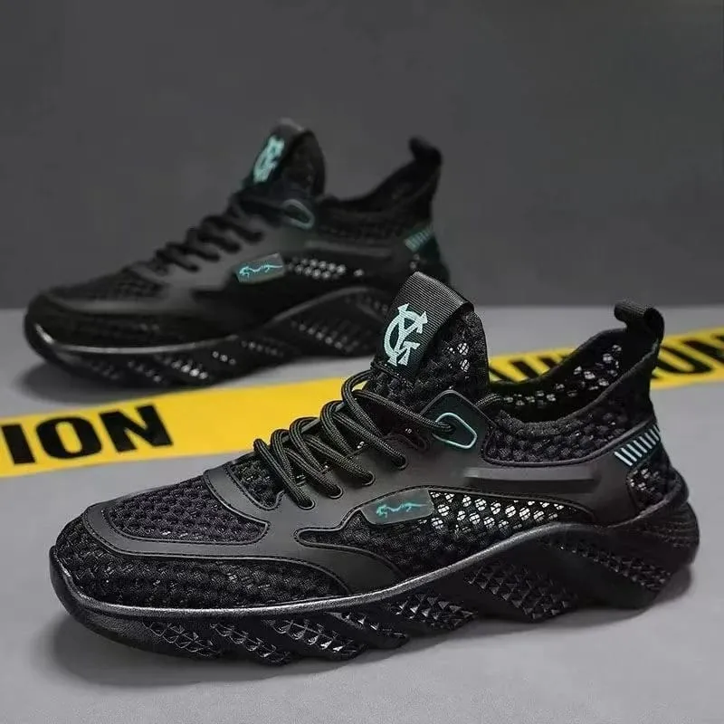 Erkekler için Günlük Ayakkabılar Çok Yönlü Rahat Örgü Yumuşak Taban Koşu AyakkabısıHollow Out Outdoor Trendy Erkek Spor Ayakkabısı