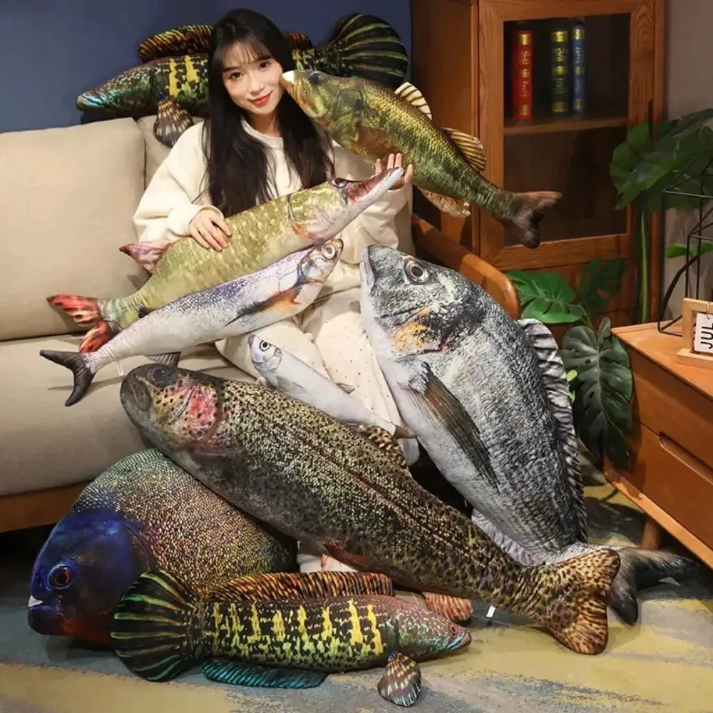 Sofa Cushion Perch Simulation Fish Pillow Stuffed Grouper Cartoon Fish Soft PP Cotton Fish Anime Pillow Gifts
