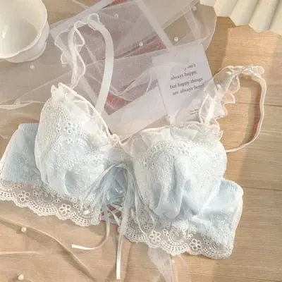Japanese sweet underwear women's small chest pushup thin underwire adjustable bra set for girls