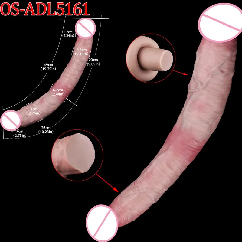 47cm realistická dlouhá dilda s dvojitou hlavou anální vaginální stimulátor Sexuální hračka s přísavkou pro lesbické páry Gay Muži Nástroje pro dospělé
