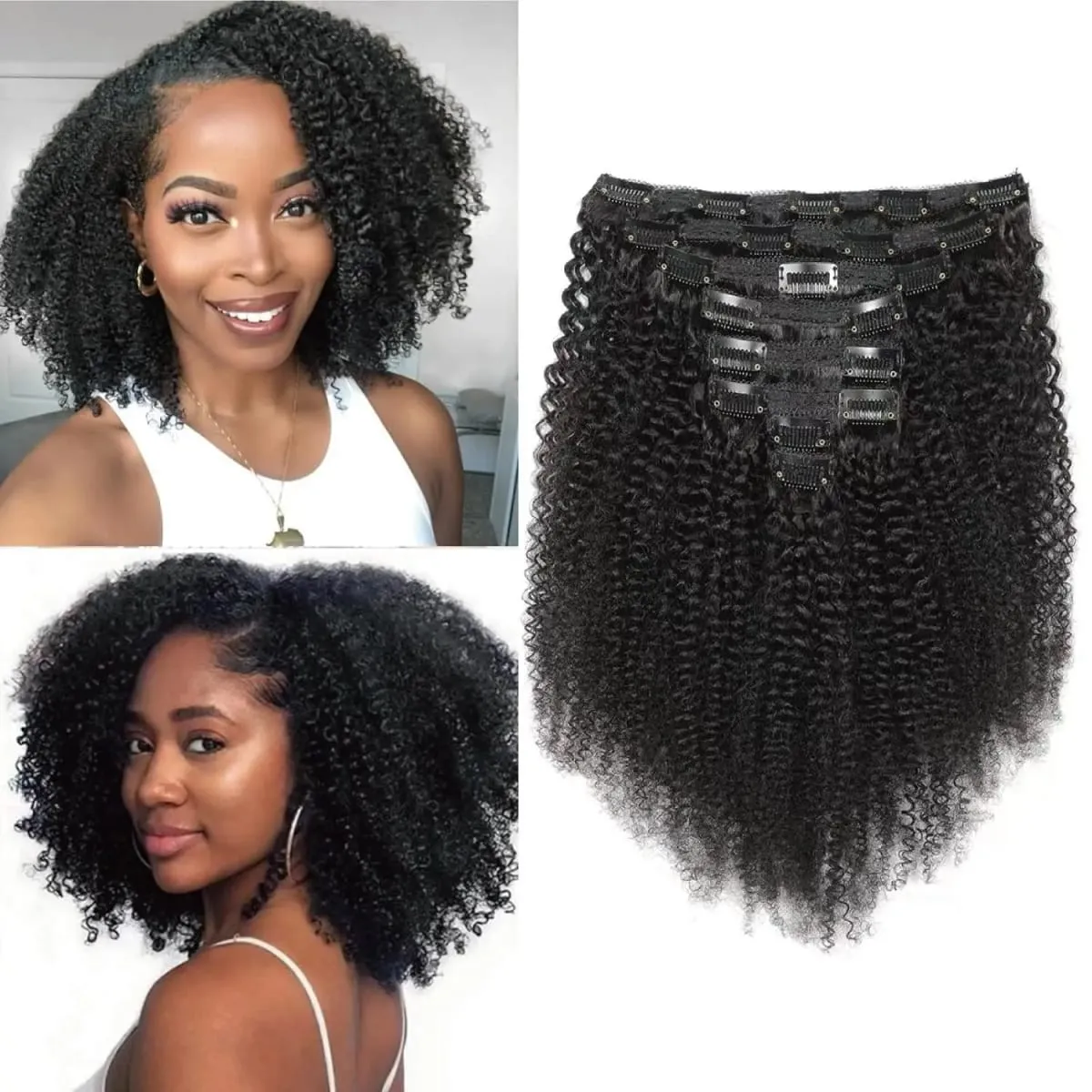 Extensiones de cabello rizado Afro, 100% cabello humano 4B 4C, extensiones de cabello rizado brasileño Remy, 8 Uds., 120g/set — image 7