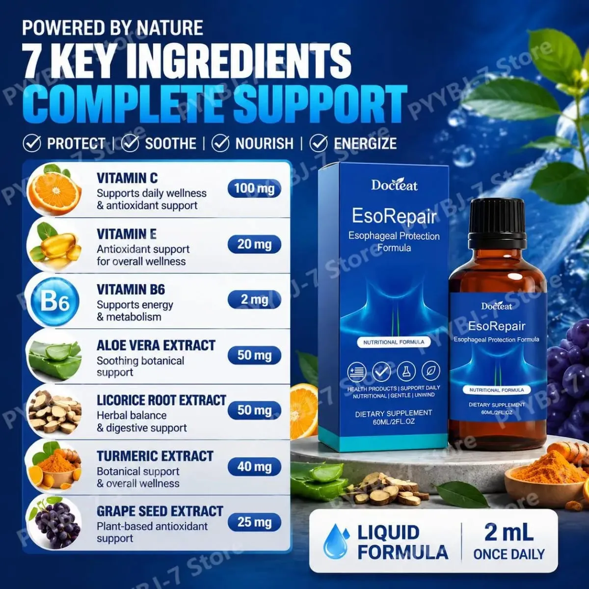 Digestive & Gut Support Supplement Liquid Herbal Blend with Vitamins Aloe Vera Turmeric Grape Seed 60ml Gut Health — image 5