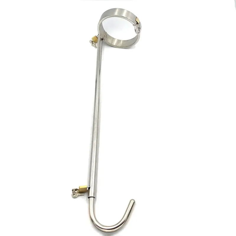 Lock Forced Collar Restraint Frame with Anal Hook Plug Stainless Steel BDSM Bondage Collar SM Sex Toy for Couple Adult Game