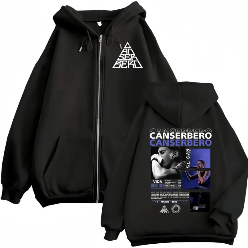 Canserbero Tudo o que precisamos é amor Muerte Vida Merch Zipper Hoodie Moda masculina Hip Hop Zip Up Moletons Casual Pulôveres de lã