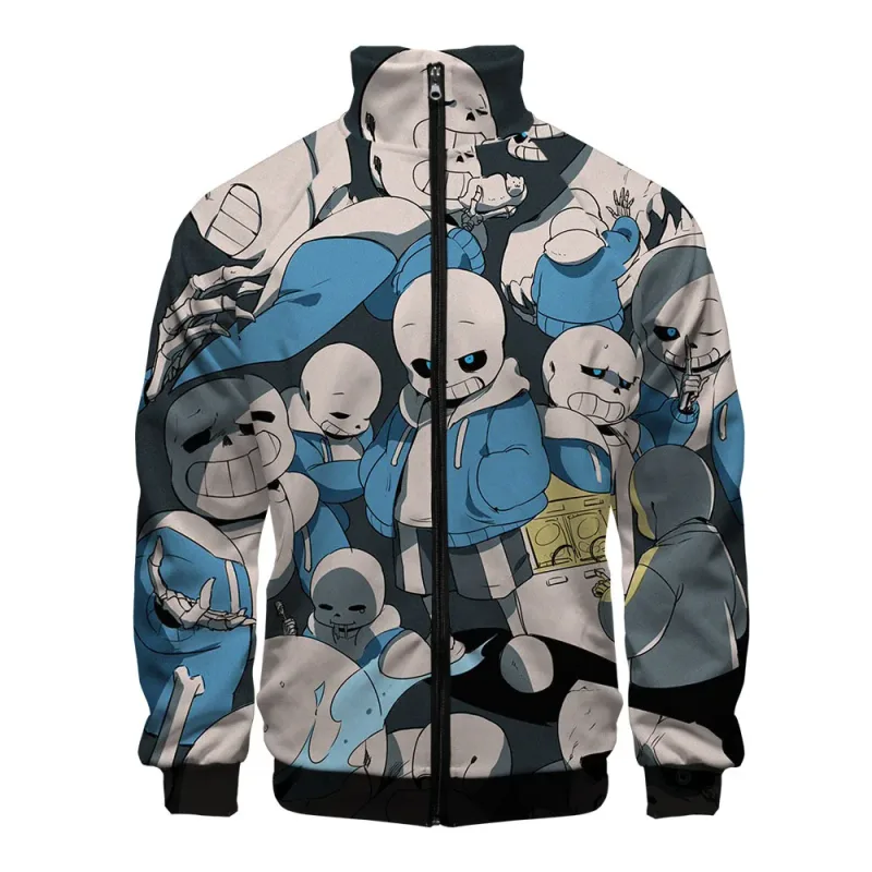Luksusowe popularne Sans Undertale 3D Print Zipper Raglan kurtka wiatrówka chłopcy/dziewczęta wygodne kurtki ze stójką płaszcze
