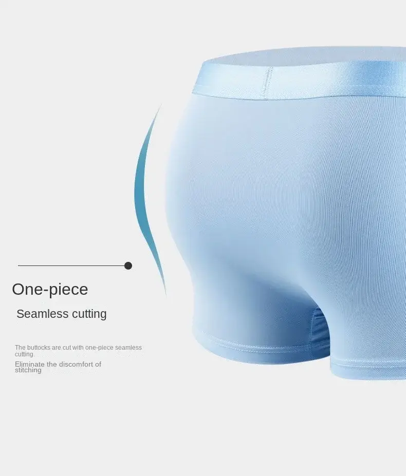 4pcs Boxer Shorts Men's Ice Silk Underwear Cool Underpants Breathable Sexy Thin Panties U Convex Lingerie Wholesale Lots L-6XL