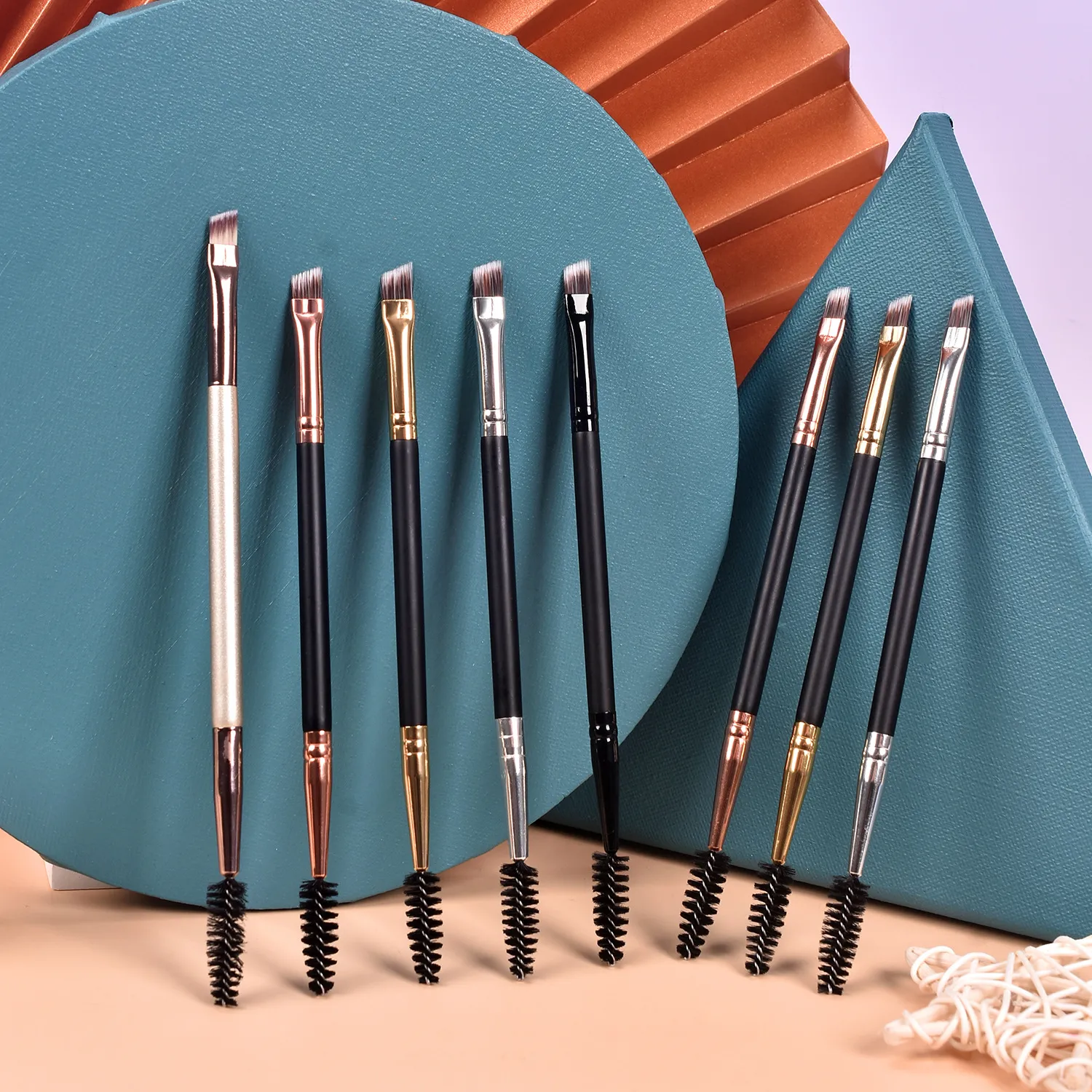 20pcs Eyebrow Brush Private Label Eyelash Comb Makeup Brushes Dual Ended Angled Spoolie 2 in 1 Lash Eyebrow Brush Bulk