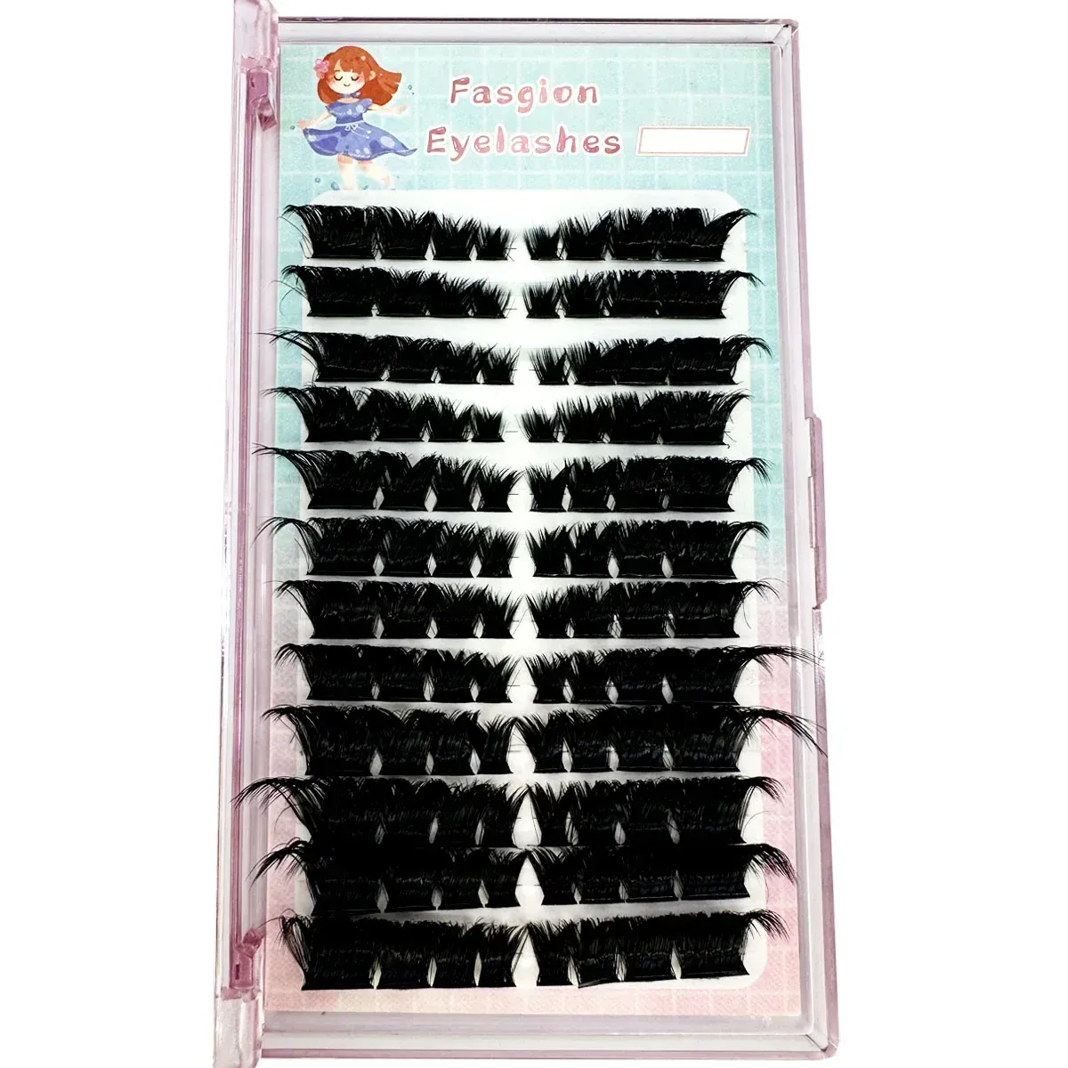 New Thick Fluffy Single Mix 3D Segmented Natural Minkr Eyelash Extension Fox Eye Effect LashesClusteIndividual False eyelashes