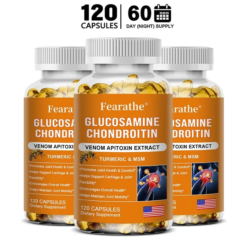 グルコサミン コンドロイチン 蜂毒 ターメリック & MSM - 骨関節の抗酸化物質 消化サポート 非遺伝子組み換え