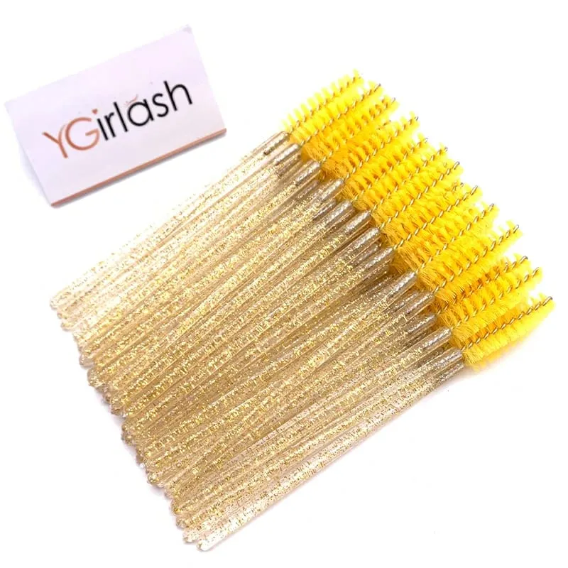 YGirlash 50 個ラッシュ白鳥クリスタルまつげアプリケーター使い捨てダイヤモンドハンドルナイロンマスカラワンドブラシ化粧品ツール