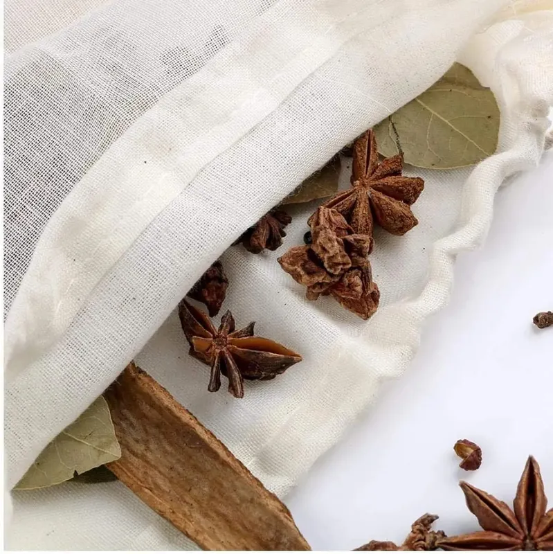 5Pcs 20x25CM Reusable Cotton Straining Bags Drawstring Muslin Cheesecloth Spice Soup Bags for Cooking Bone Broth Brew Bag Pouch