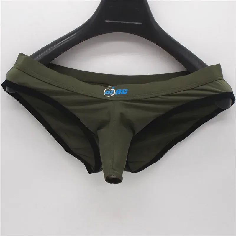 Men's Erotic Briefs Elephant Nose Open Sheath Bikini Gay Sexy Thin Ice Silk Penis Bulge Separate Elastic Quick Dry Sports Tangas