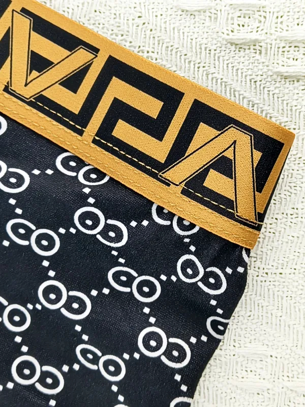 Set Seluar Dalam Boxer Poliester 4 Keping Lelaki - Seluar Dalam Bercorak Geometri & Monogram Mewah, Pelbagai Warna