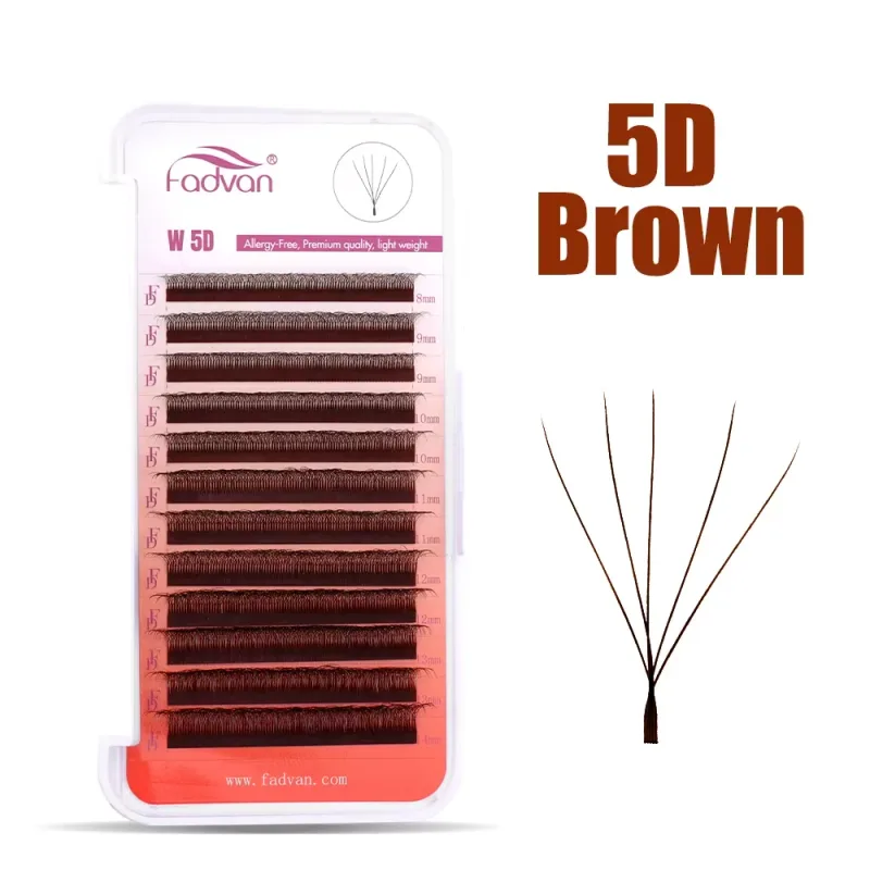 Fadvan 5D W Shape Lashes Black/Brown 5D Soft Faux Mink Eyelash Extension 12Rows 5D Fan Lashes Supplier