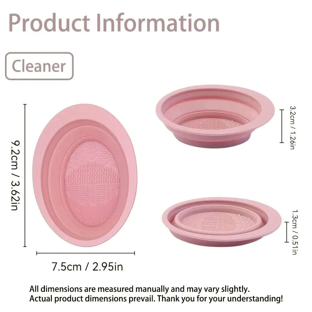 Foldable Silicone Makeup Brush Cleaner Bowl Textured Scrubber for Brushes Puffs Sponges Travel Washing Tool Compact
