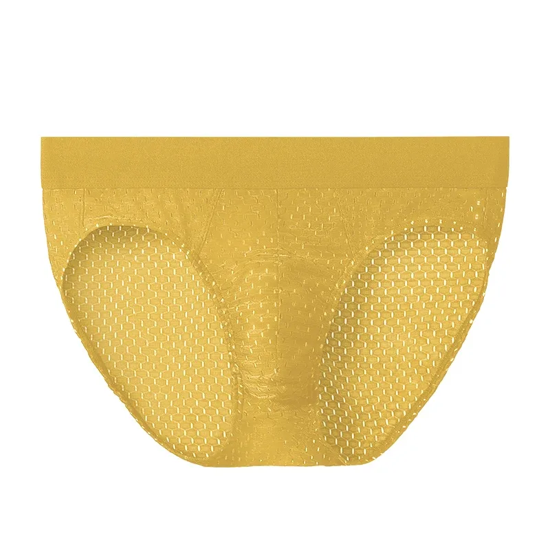 Ice Silk Sexy Underwear Men's Low-Waist Antibacterial Briefs Summer Thin Mesh Breathable Shorts Boys' Underwear