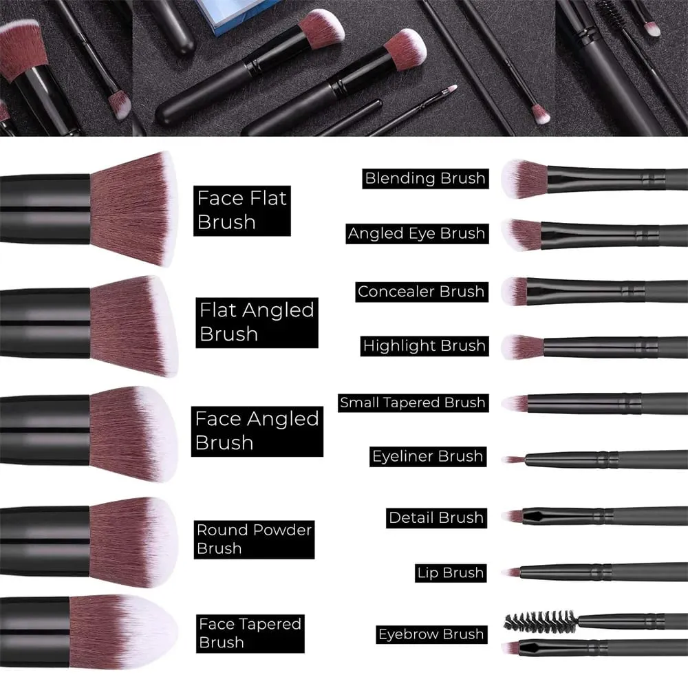 14-16PCS Professional Makeup Brushes Set Premium Makeup Kit Synthetic Hair Foundation Power Eyeshadows Blending Beauty Tools — image 2
