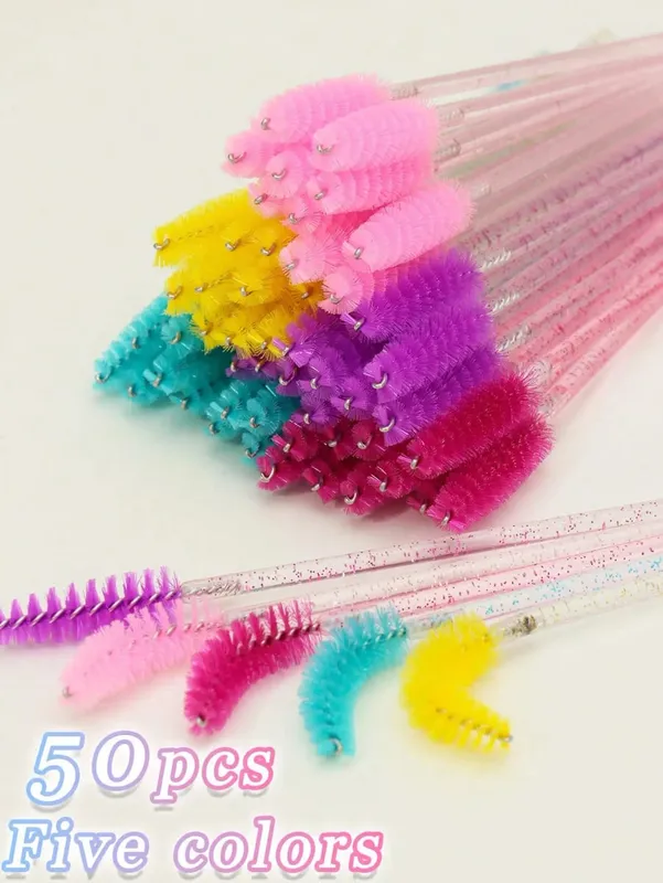 50 יחידות ריסי קריסטל מברשת מסרק חד פעמי הארכת ריסים לעין מסקרה שרביטים איפור איפור מקצועי כלי יופי