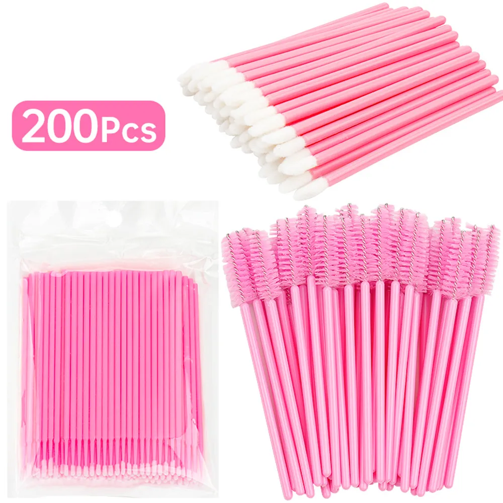 200 PCS Escovas Profissionais de Limpeza de Chicotes - Micro Varinhas de Salão para Remoção e Retenção de Extensão de Cílios | Kit de ferramentas sem fiapos
