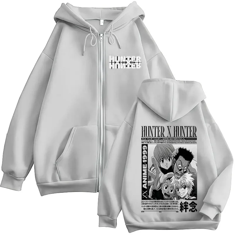Anime Hunter X Hunter Kurapika Killua Zoldyck GON FREECSS Leorio Zipper Hoodies Men Women Zip Up Hooded Sweatshirts Jackets