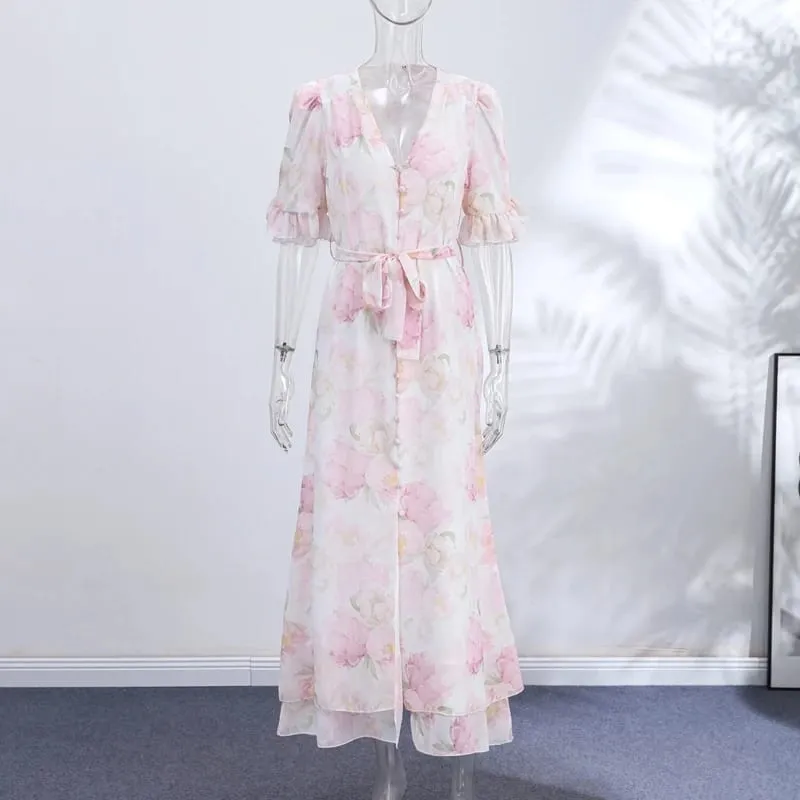 Lace Spaghetti Strap Puffy Dresses Women's Slim Sleeveless Backless Floor-length Dress 2026 New Ladies Summer Vacation Outfit