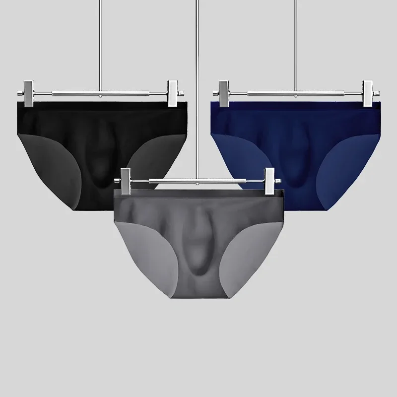 3PC Men's underwear ice silk briefs, summer breathable, quick-drying, seamless shorts, transparent ultra-thin, personalized l — image 5