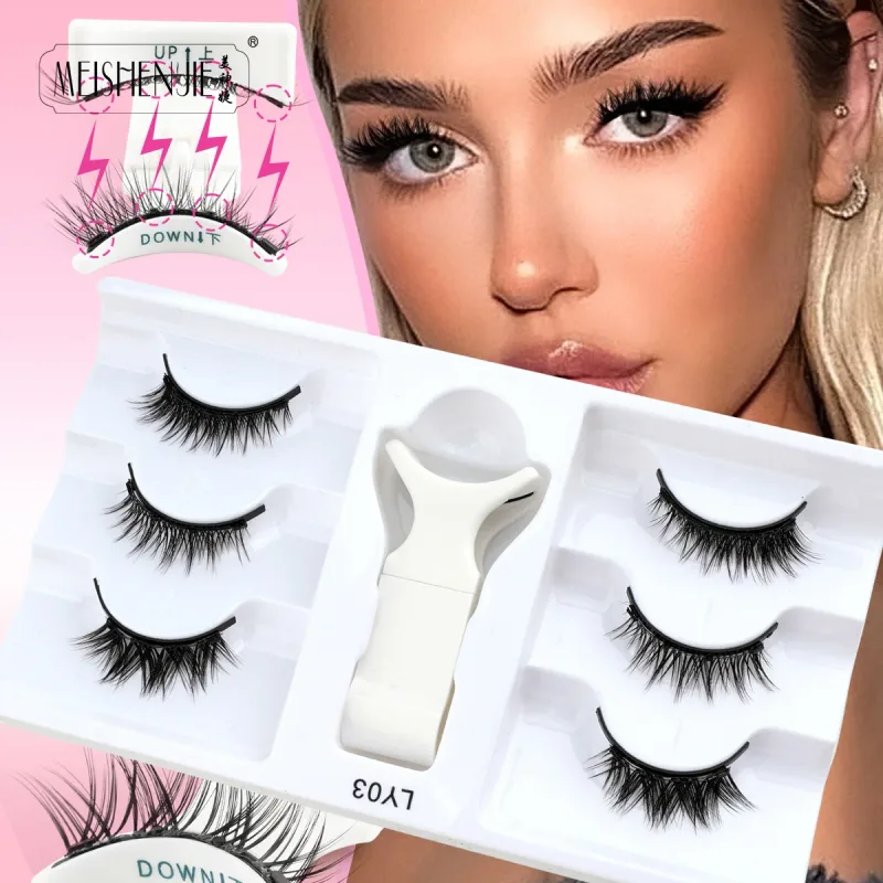 1/3 Pairs Magnetic Eye Lashes Handmade Eyelashes Soft Reusable Magnetic Lashes Natural Look 3D False Lashes Makeup Tweezers Set