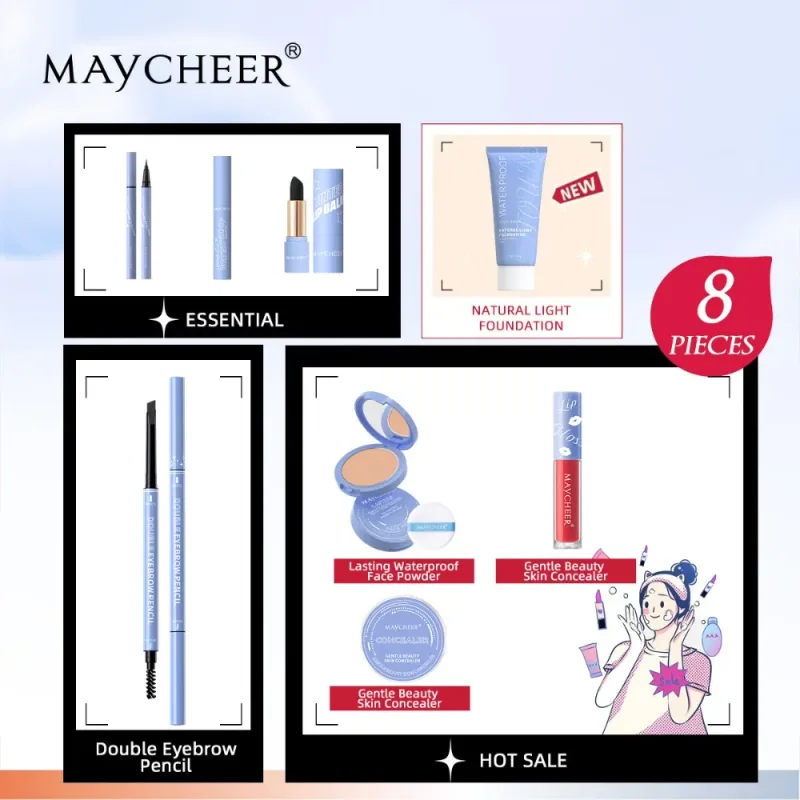 Professional Makeup Kit Foundation Powder Lipstick Lip Gloss Eyeliner Eyebrow Pencil Full Face Cosmetics Set for Women Travel
