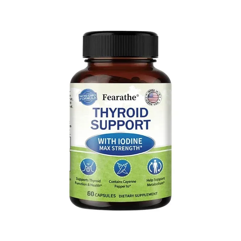 Maximum Strength Iodine Capsules - Thyroid Support Supplement Helps Metabolism For Thyroid Function and Health
