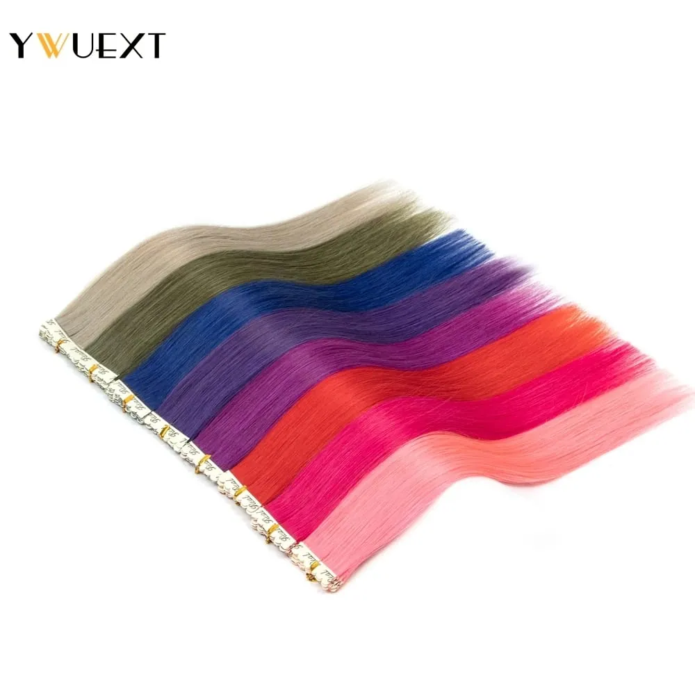 Highlight Red Human Hair Tape In Extensions 12" 16" 20" 24“ Natural Straight Machine Remy Tape In Hair On Glue Adhesive