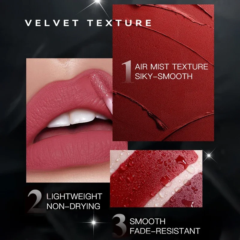 Waterproof Liquid Velvet Matte Lipstick Transparent Moisturizing Lip Oil Pearlescent Rich Color Lipgloss Tint Lasting Cosmetic