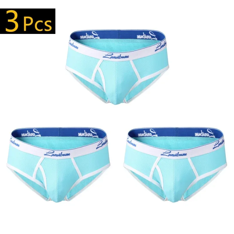 1/3 PCS New Men's Underwear Mid Waist Thread Cotton Breathable Solid Color Youth Underwear Men's Triangle Pants — image 23