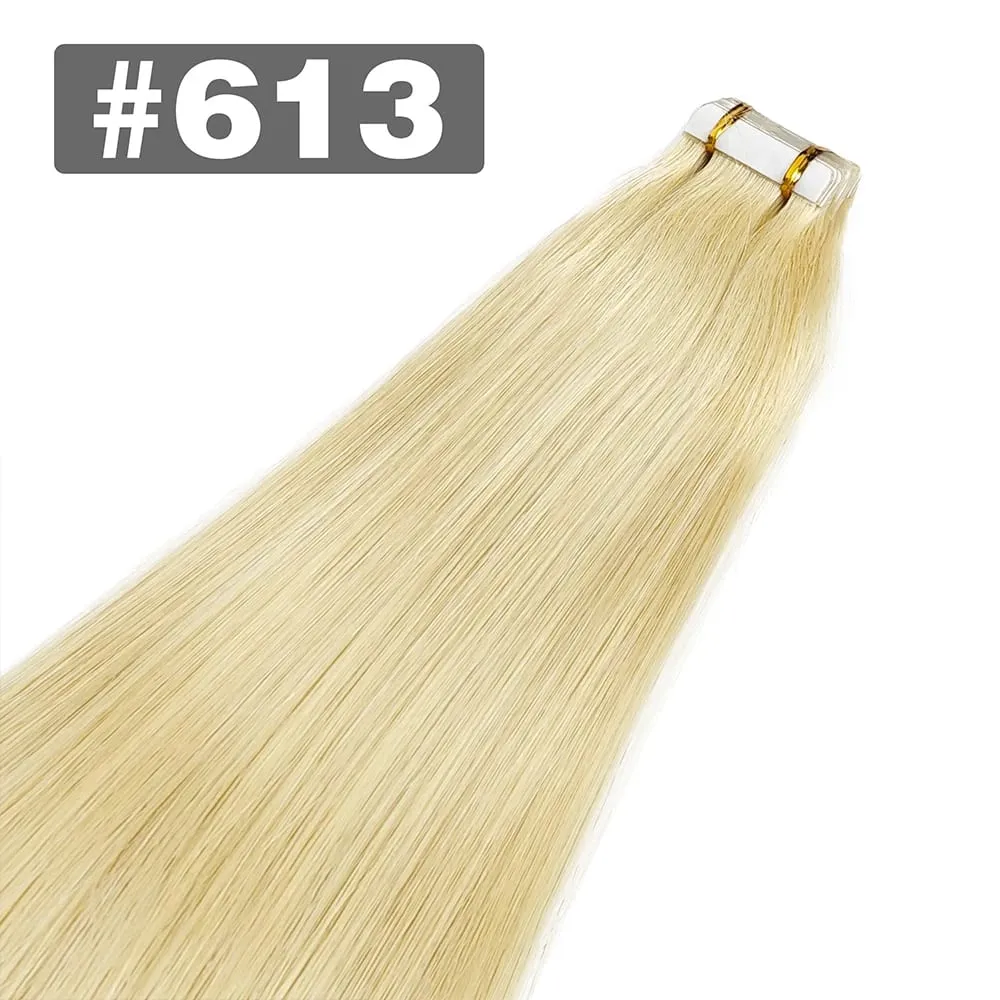 Straight Tape In Hair Extensions Natural Black 26 Inch Adhesive Invisible Brazilian Remy 100% Human Hair Tape Ins 50G/20Pcs/Pack