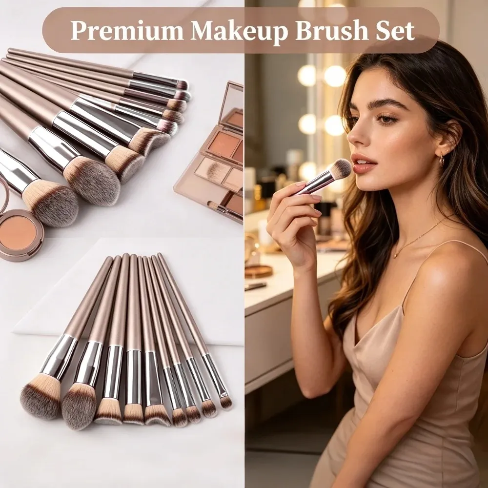 10Pcs Makeup Brushes Complete Set Soft Fluffy Foundation Loose Powder Blush Concealer Eye Shadow Brush Professional Makeup Tools — image 6