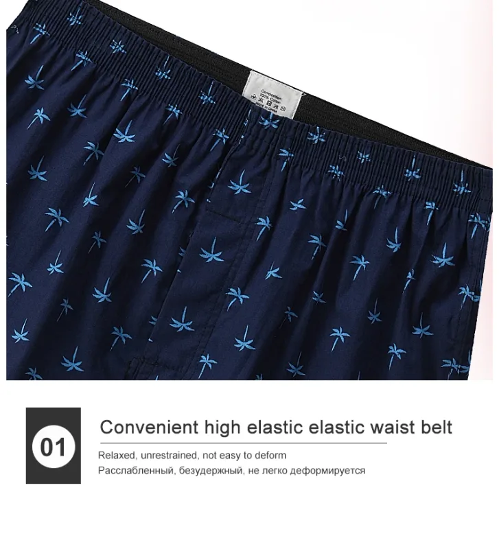 Boxer da uomo in cotone, intimo da uomo con motivo stampato, pantaloncini stile college, abbigliamento estivo traspirante e confortevole