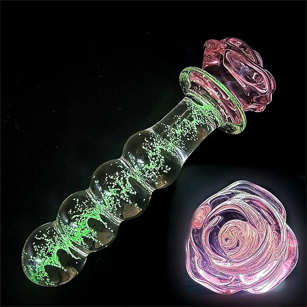 Aydınlık Cam Yapay Penis Gül Anal Plug Karanlıkta Glow Butt Plug Anal Boncuk Penetrasyon Anal Çiftler Yetişkin Seks Oyuncak Oynamak joinjjtoy
