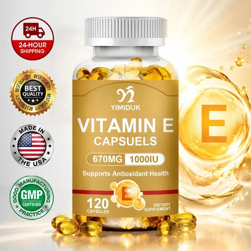 Vitamin E Supplements with Tocopherols & Safflower Oil Support Elasticity Shrink Pores Combat Aging & Antioxidant Immune