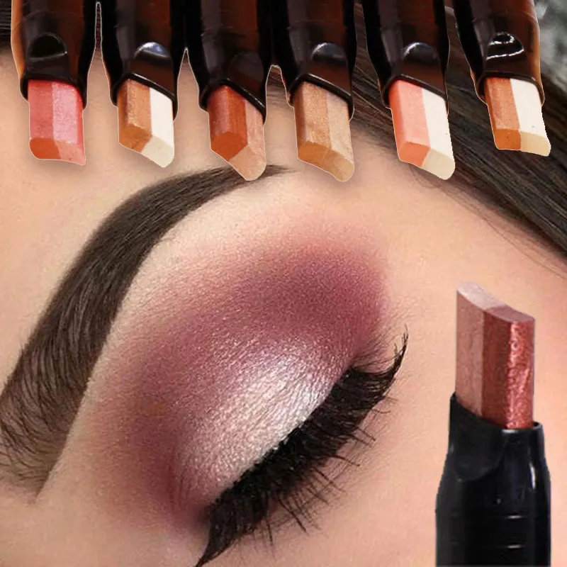 Glitter Double Color Gradient Eyeshadow Stick Pencil Two Tone Shimmer Metallic Lazy Eye Shadow Pen Waterproof 2 in 1 Eye Makeup — image 1