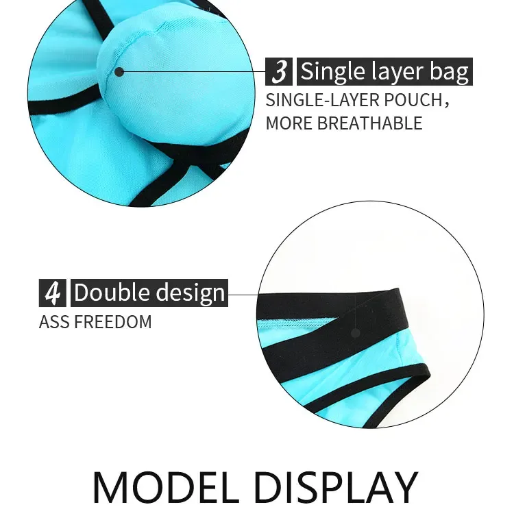 Fashion Solid Color Men Underwear Mesh Breathable Briefs Underpants Low Waist Trunks Male