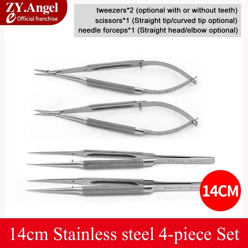 Ophthalmic Microsurgery Instruments Scissors Needle Holders Tweezers Stainless Steel 4/6/8 Piece Set Of Ophthalmic Surgical Tool