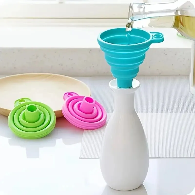 Silicone Folding Funnel Multifunctional Portable Mini Kitchen Retractable Oil Leak Household Liquid Dispenser Kitchen Utensils