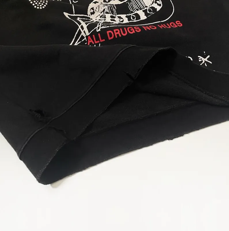 Nouveau surdimensionné PALY sweat à capuche pour homme femme lavé noir endommagé meilleure qualité décontracté Vintage Cardigan Zip sweats