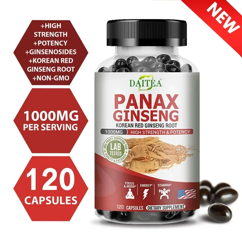 Ginseng Extract - Brain Booster for Memory and Focus Nitric Oxide Supplement Natural Energy Boost for Men and Women