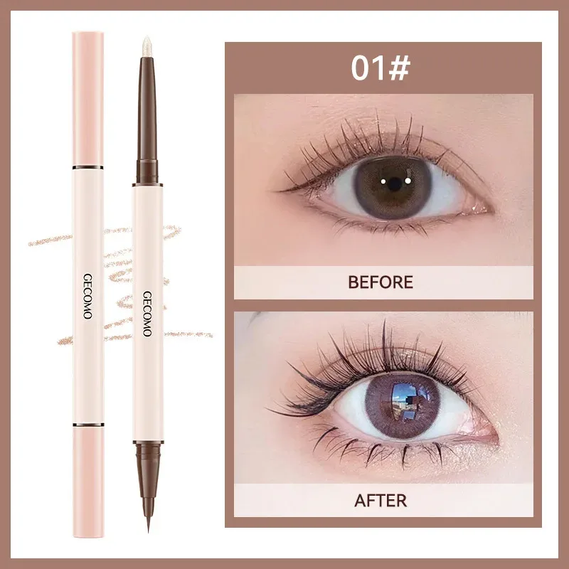 3D star eye double head silkworm pen keep makeup lasting waterproof and not easy to stain brighten