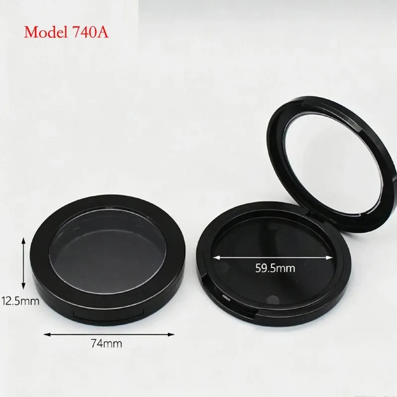 Batch Price For Black Color Round Shape Plastic Makeup Packaging Empty Compact Powder Case Powder Blusher Container